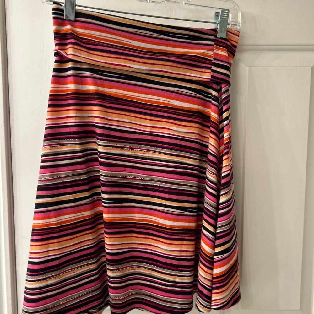 Orange and Black Knee-Length A-Line Skirt